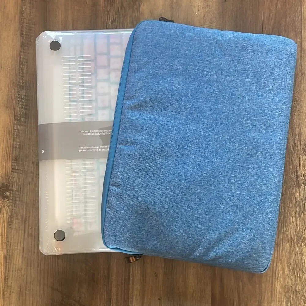 MacBook Pro 13” 2016-2020 blue soft case with hardshell & charger pack cover
